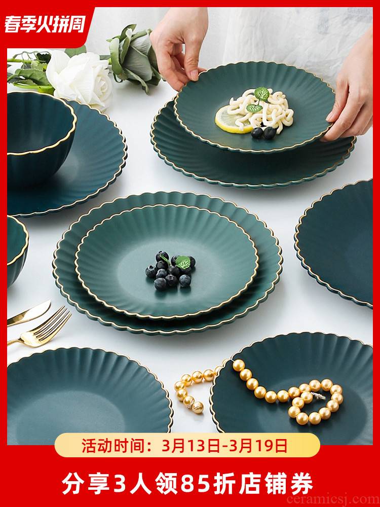 Nordic up phnom penh, creative household food dish ceramic plate dinner plate ins wind sparrow 祤 web celebrity dishes combination