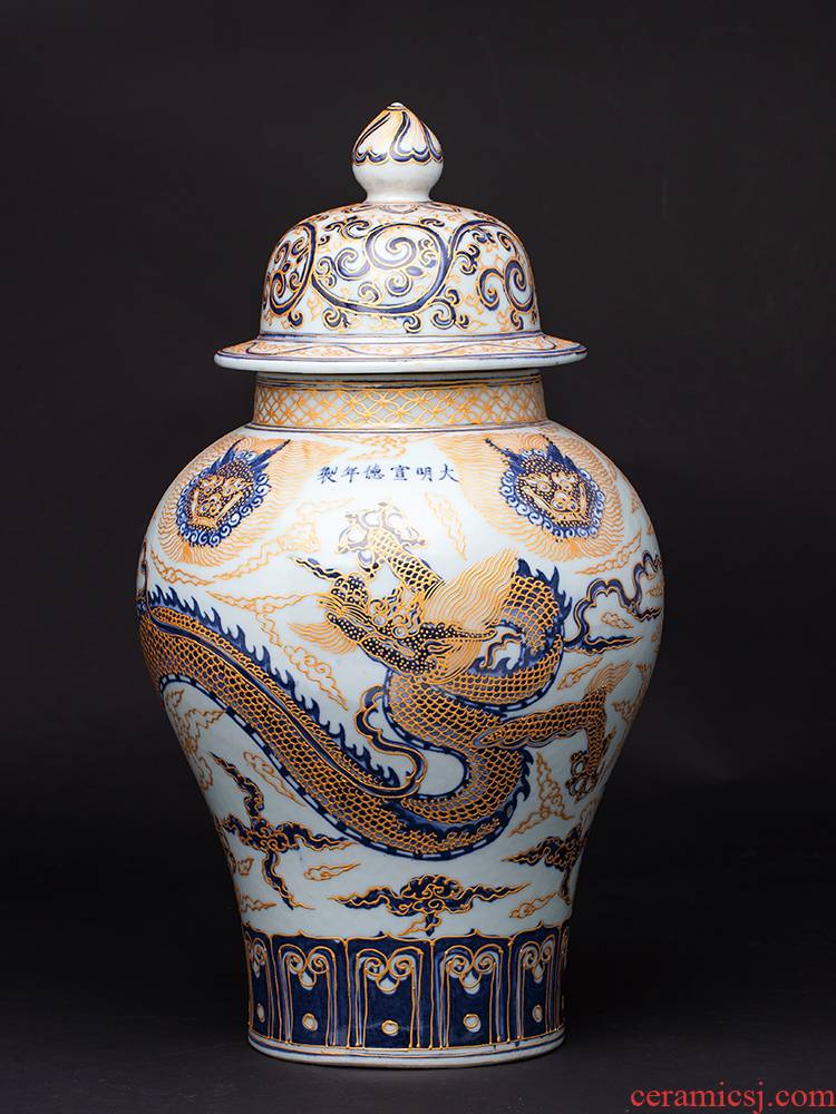 Jingdezhen ceramic general archaize paint as cans of blue and white porcelain vases, flower arrangement of Chinese style home sitting room adornment is placed