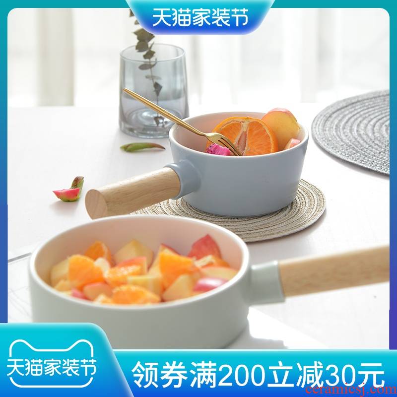 Creative handle ceramic bowl of salad bowl dishes tableware household northern wind rainbow such to use single breakfast bowl dessert bowls