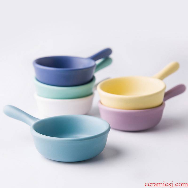 Nordic little pure and fresh and contracted and colorful flavor dish of single handle ceramic dish condiment disc tomato mustard seasoning dishes