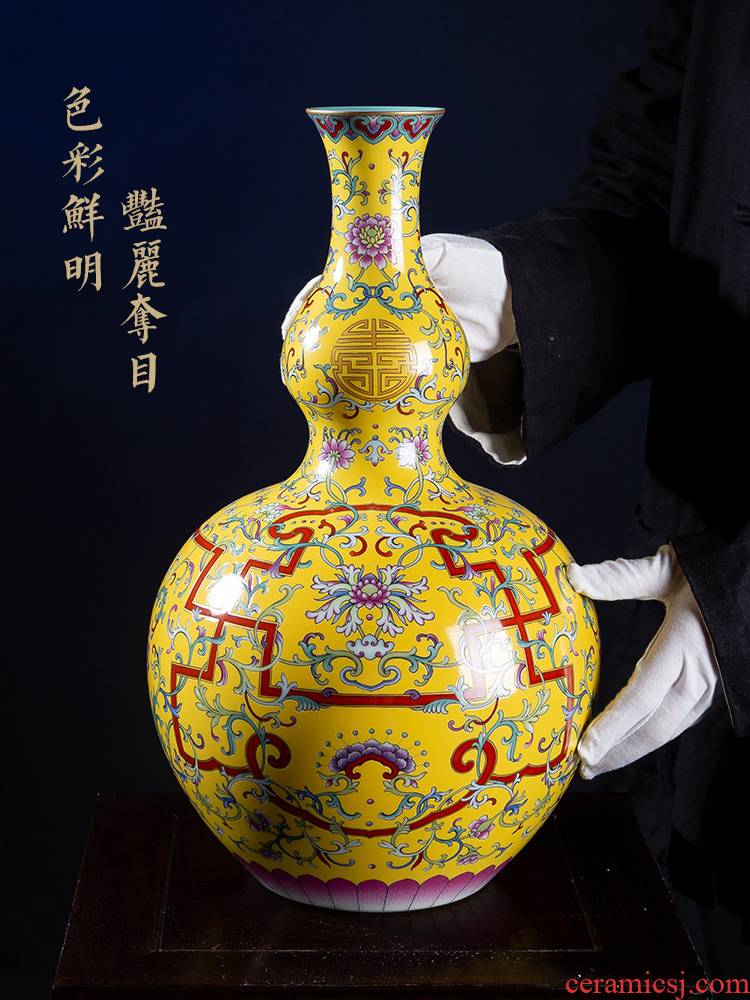 Jia lage jingdezhen ceramic vase YangShiQi pastel notes to live lines and name gourd bottle of China
