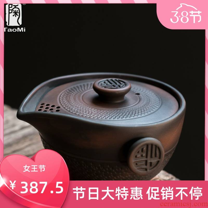 Poly real JingJianShui purple pottery tureen large ceramic individual household zen teapot big bowl bowl three Chinese kung fu