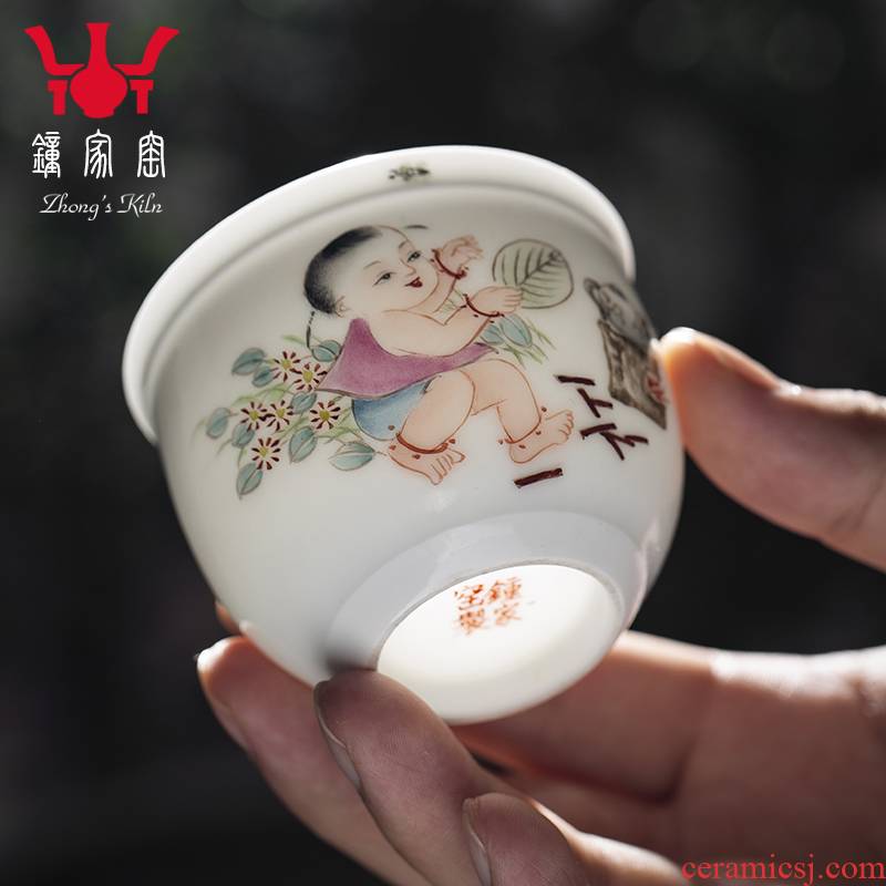 Clock home up jingdezhen manual hand - made pastel character cup masters cup kung fu tea set personal single cup sample tea cup