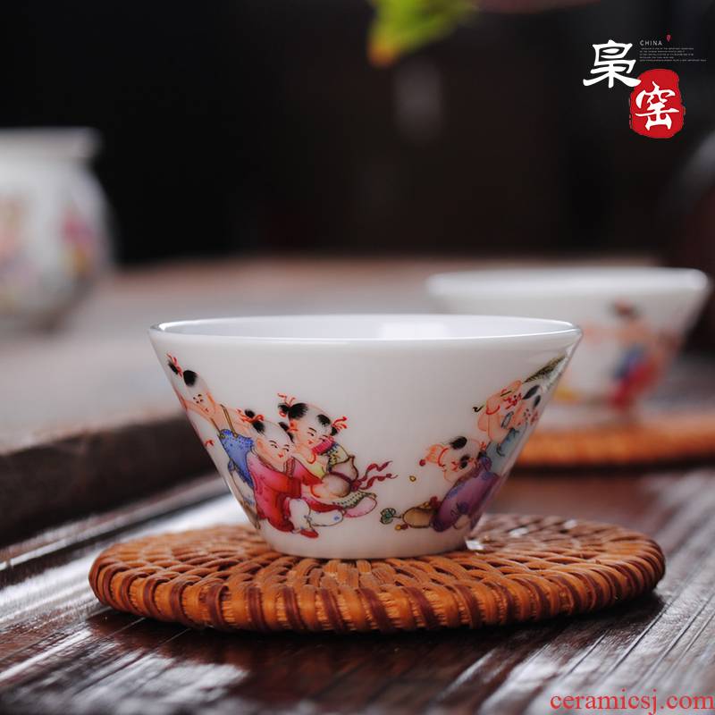 The Owl up with jingdezhen ceramic sample tea cup tea cups single CPU hand - made pastel kung fu tea set perfectly playable cup