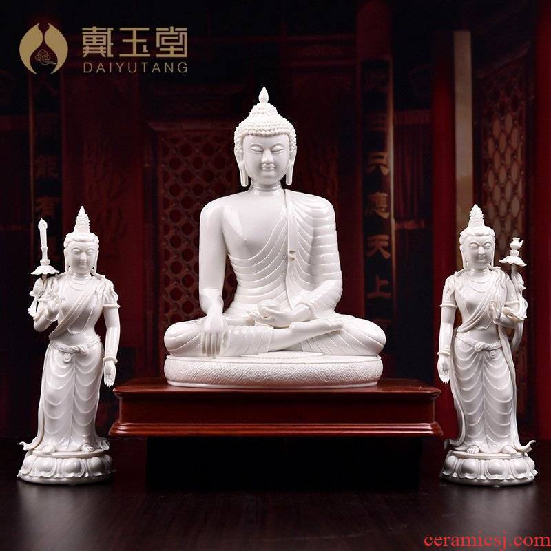 Yutang dai dehua porcelain its art collection place three Buddha shakyamuni Buddha D01-075