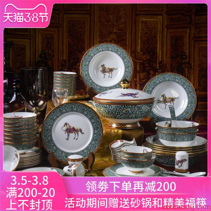 High - grade ipads China Chinese style household dishes suit to use of jingdezhen plate suit enamel made pottery porcelain bowl