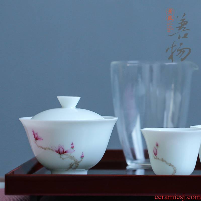 Good thing, jingdezhen demand flower tea set household kung fu tea tea tureen liuhe a gift boxes