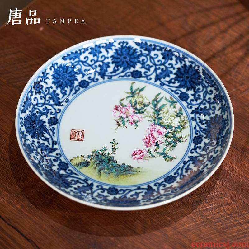 Jingdezhen porcelain put lotus flower pot bearing pastel flowers dry mercifully disk bucket color plate antique porcelain hang dish furnishing articles