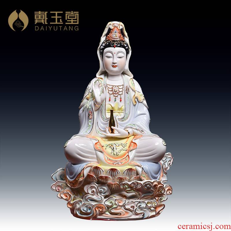 Yutang dai household ceramics in the south China sea goddess of mercy Buddha worship that occupy the home furnishing articles under the glaze color lotus guanyin sitting room