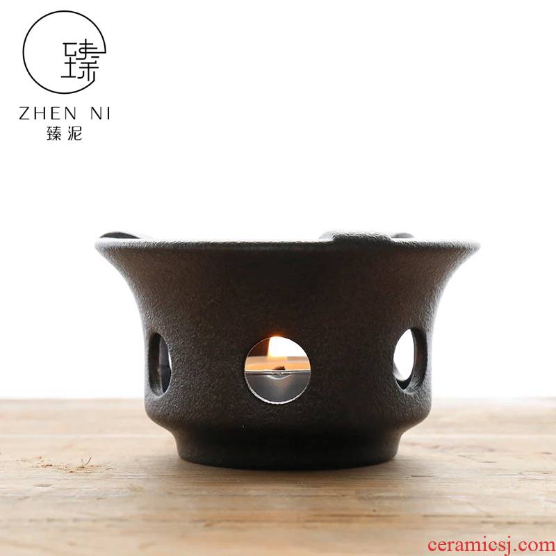 By Japanese ceramic mud dry black pottery alcohol lamp based Taiwan base boiled tea stove heating temperature tea stove teapot tea set