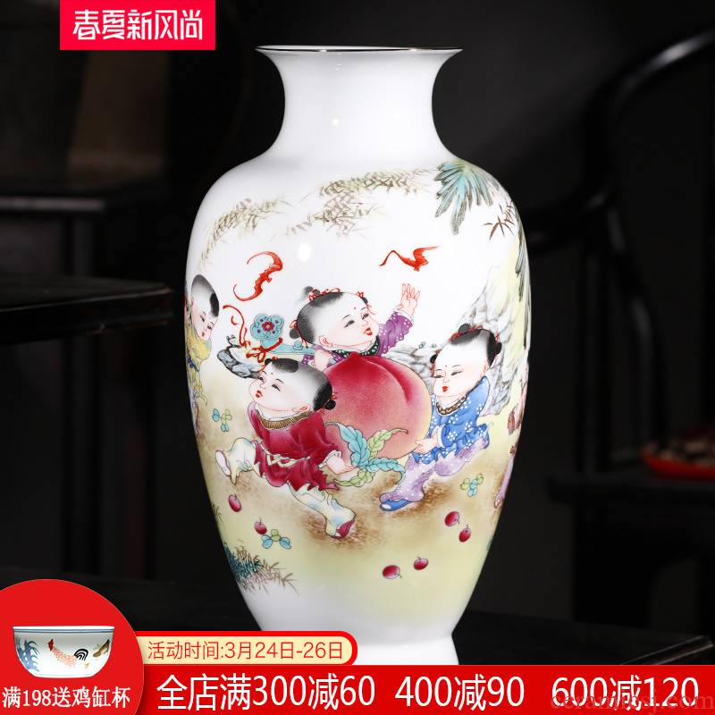 Jingdezhen ceramics vase furnishing articles flower arranging new Chinese style living room live figure gift porcelain home decoration arts and crafts