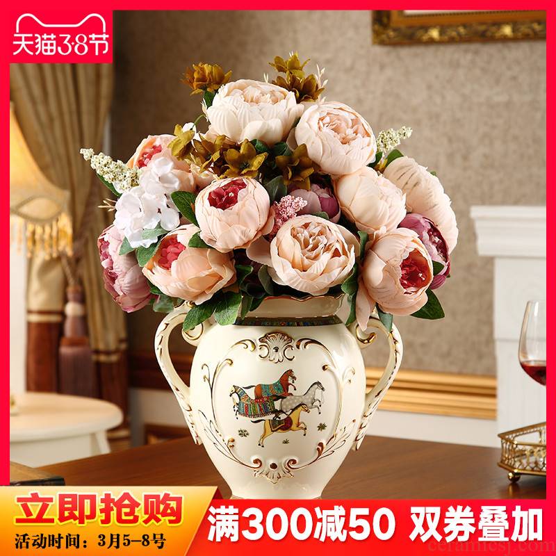 European ceramic vase furnishing articles sitting room TV GuiJiao household adornment what dried flower arranging flowers key-2 luxury American - style table