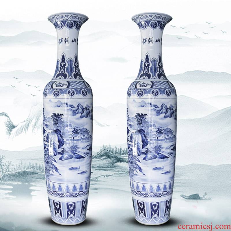 Hand - made jinxiu blue and white porcelain is jingdezhen ceramics was sitting room of large vase villa furnishing articles opening gifts
