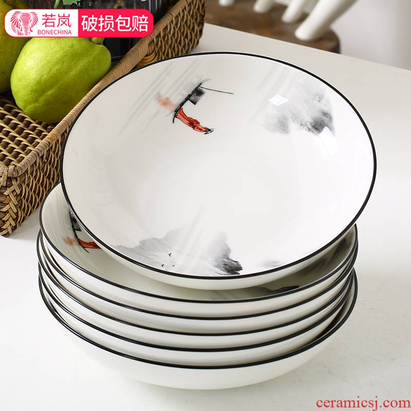 Glair thickening ceramic plate suit household food dish four square plate 4 6 disc deep dish soup plate deep dish