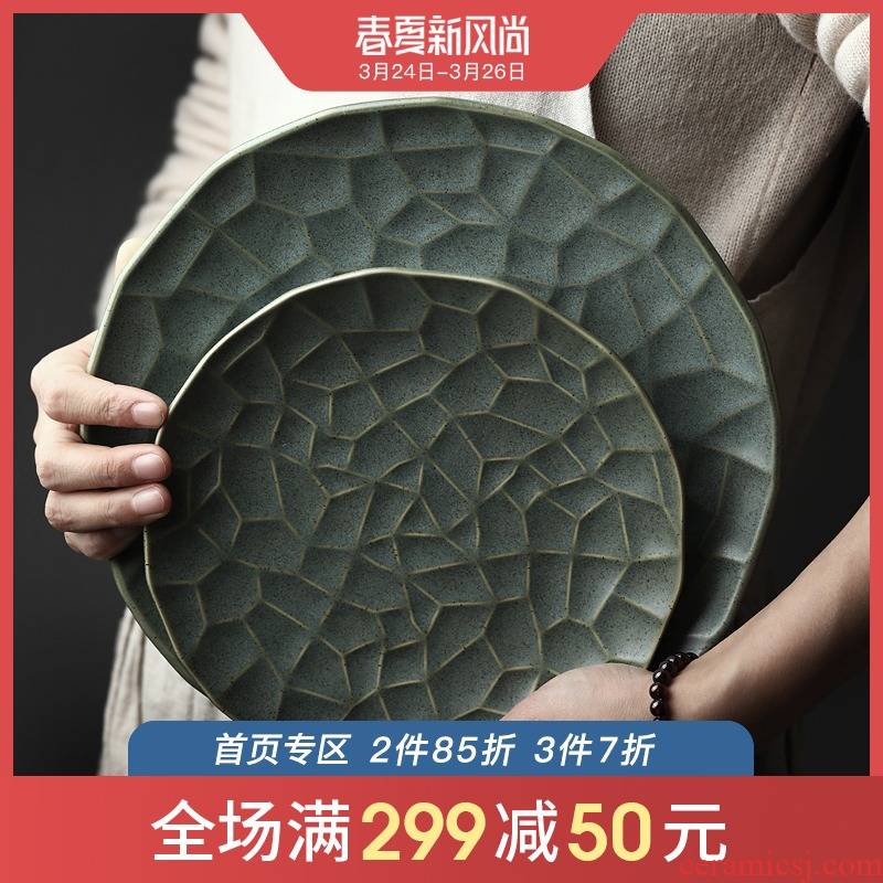 Jing ying, creative dish special dish of household ceramic disc stone plate heat resistant brick restoring ancient ways western food steak plate
