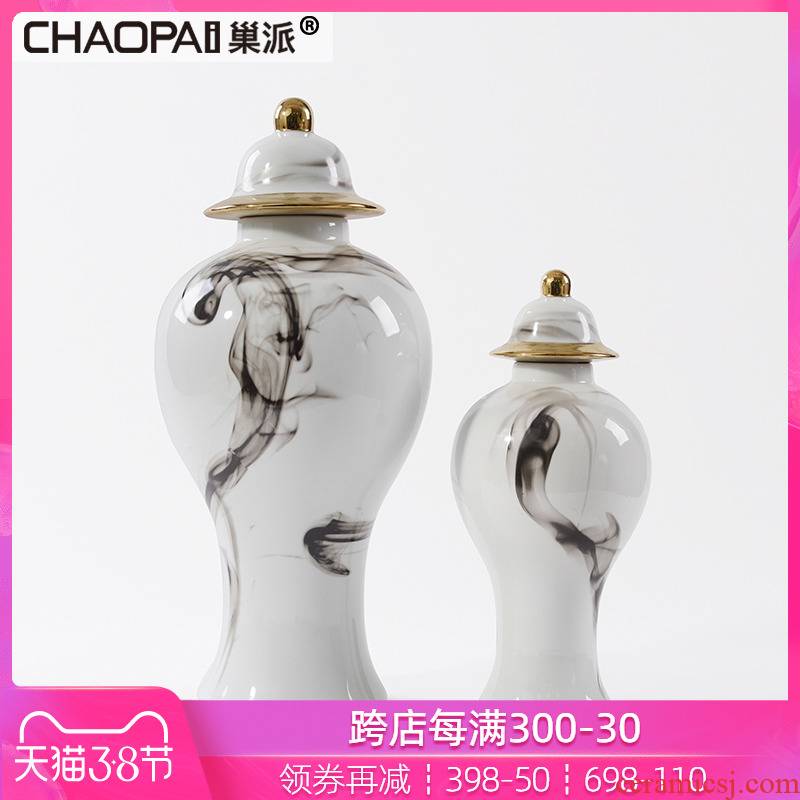 Modern new Chinese ink painting the design general ceramic bottle is placed between example in porch ark jar decoration villa
