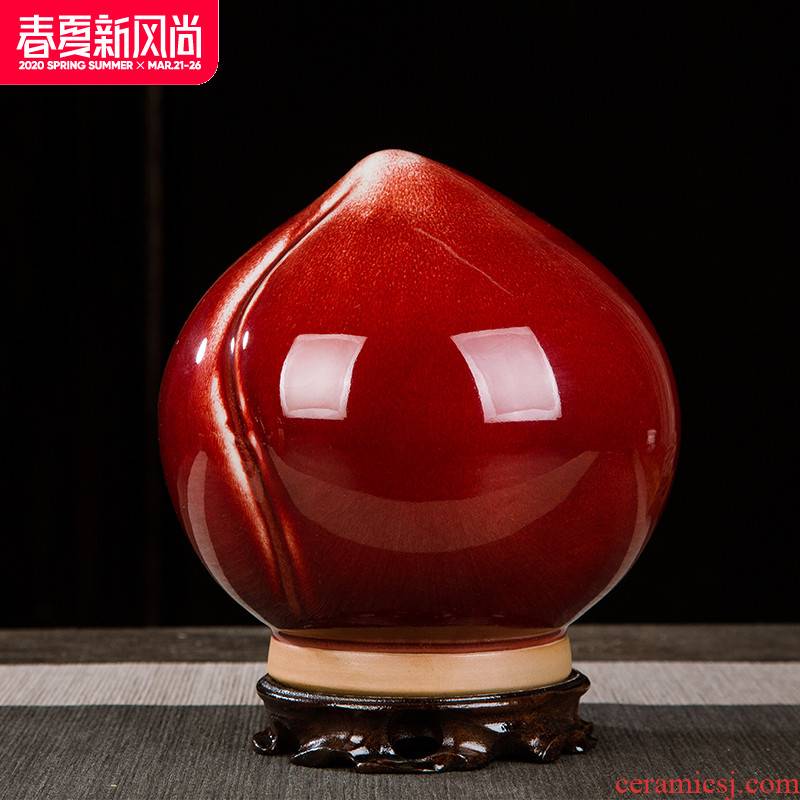 China jingdezhen ceramics vase of red peach home furnishing articles rich ancient frame study furnish crafts