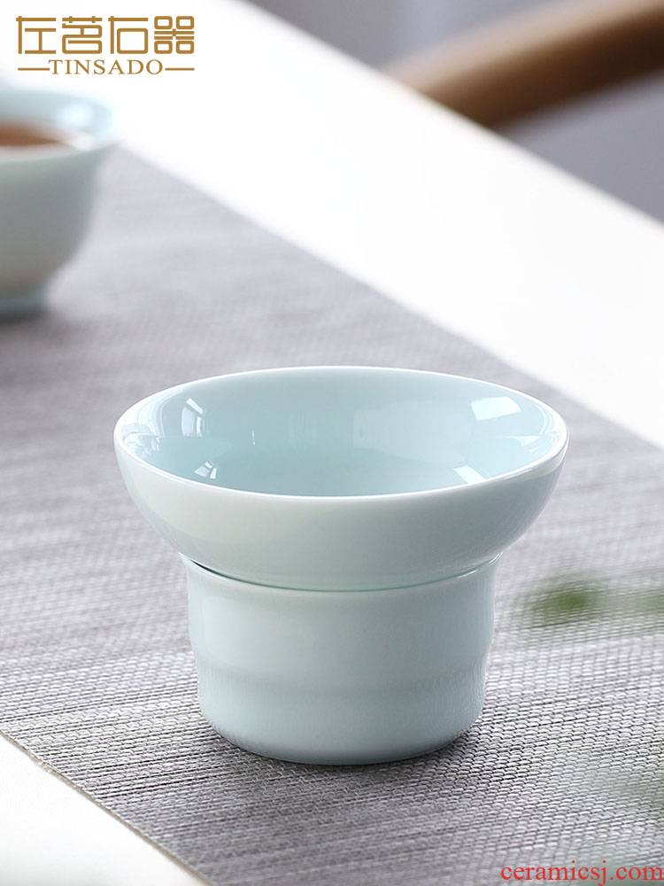 Celadon) suit ceramic fair keller kung fu tea tea) filter filter mesh) a cup of tea