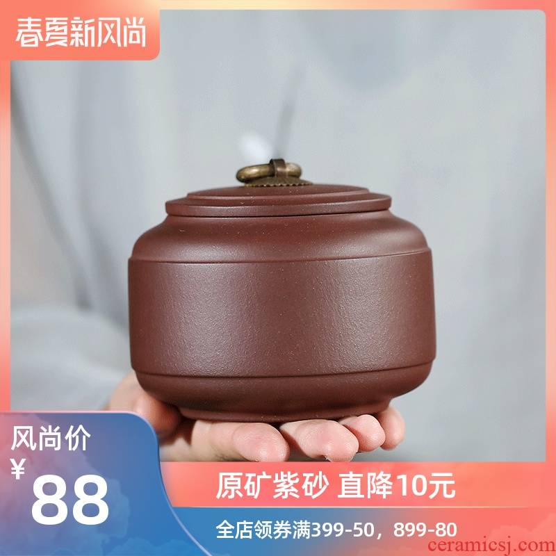 Violet arenaceous caddy fixings household small storage tanks seal tea boxes portable ceramic jar of creative move small tea pot and tea