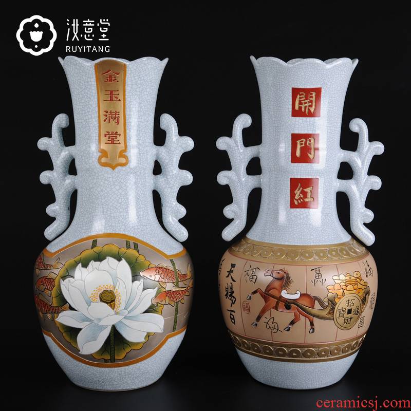 Creative ceramic big vase furnishing articles your up porcelain arts and crafts of Chinese style household, sitting room adornment the opened a housewarming gift