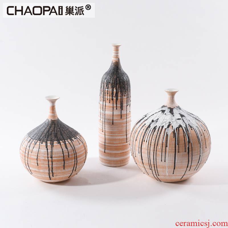 Postmodern new Chinese art of ceramic vase furnishing articles sitting room tea table table soft outfit pot belly decoration