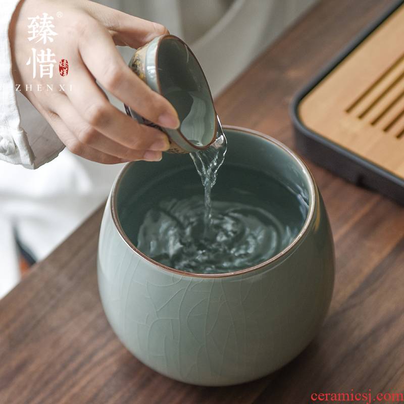 "Precious little elder brother up with large ceramic tea wash cup for wash in hot water, after the cylinder kung fu tea set household modern tea accessories