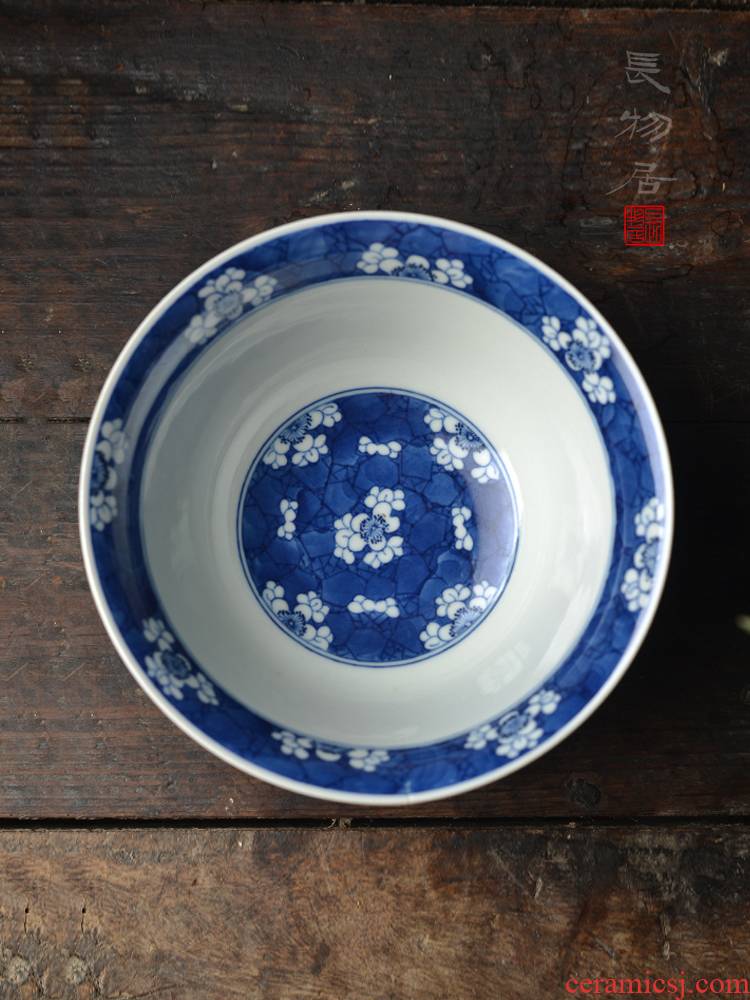 Offered home - cooked ju kangxi wind jingdezhen blue and white ice MeiWen hand - made porcelain bowl manual archaize ceramic bowl