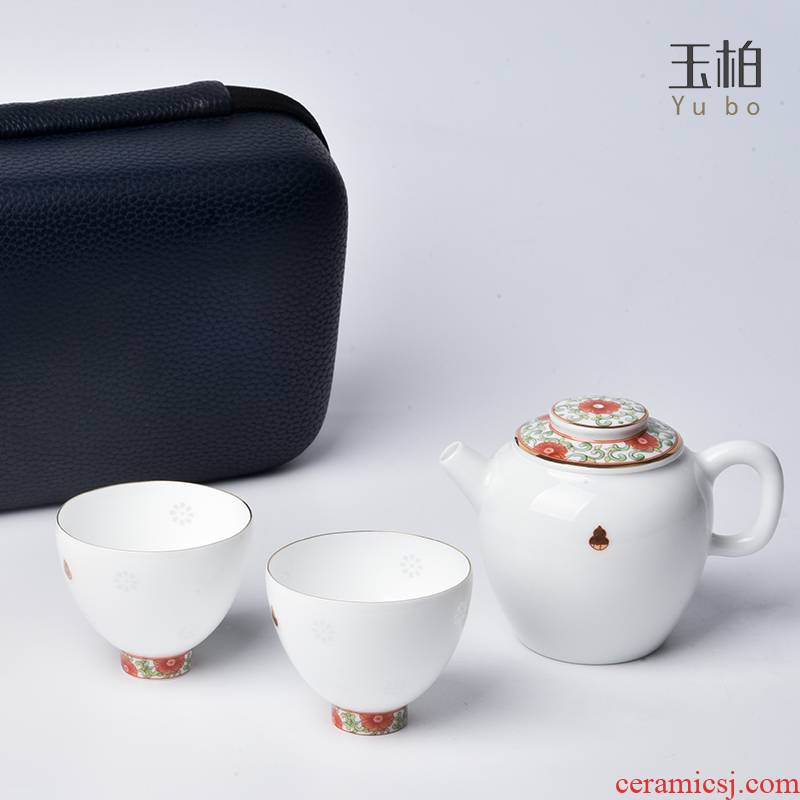 Jingdezhen ceramic parker jade exquisite porcelain white porcelain tea sets of a complete set of kung fu suit double teapot tourism cup