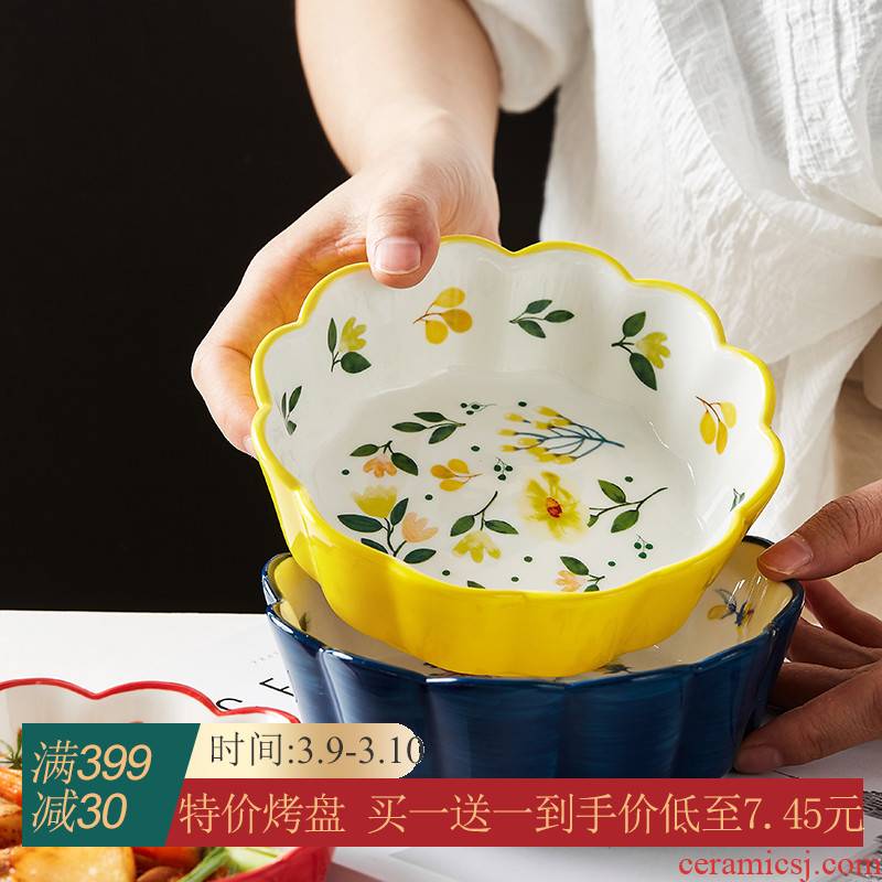 Web celebrity tableware creative lovely move salad bowl household single cereal breakfast bowl bowl ceramic cherry