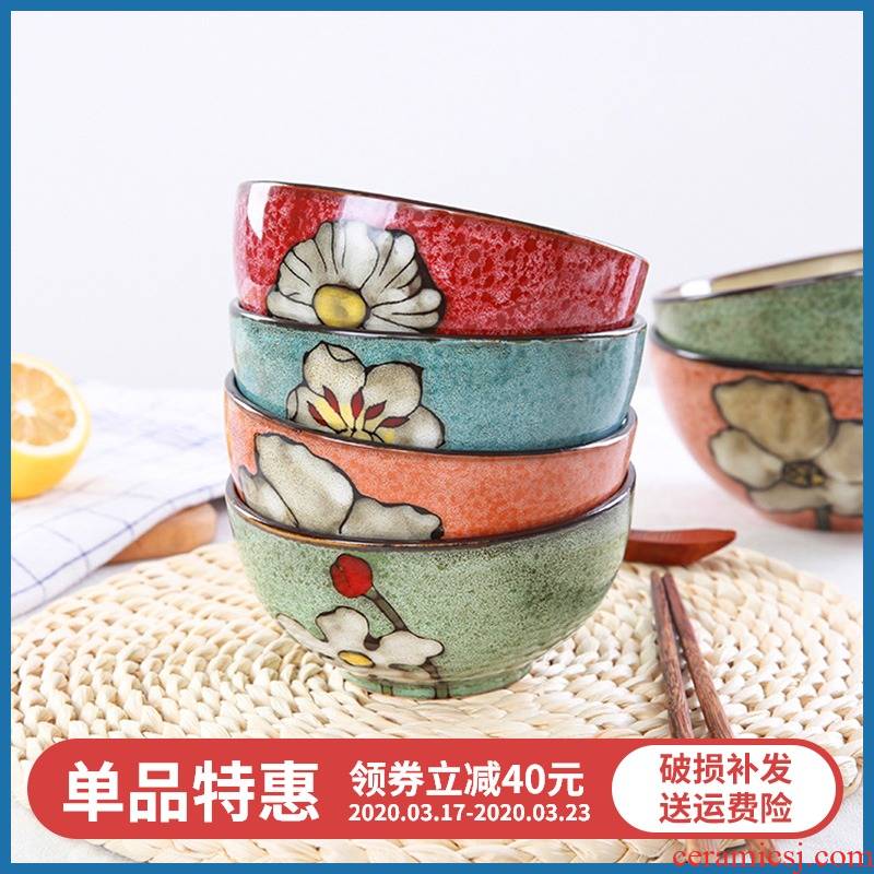 Korean yuquan 】 【 hand - made dishes rice bowls a single large rainbow such use ceramic tableware dish dish dish home side dish