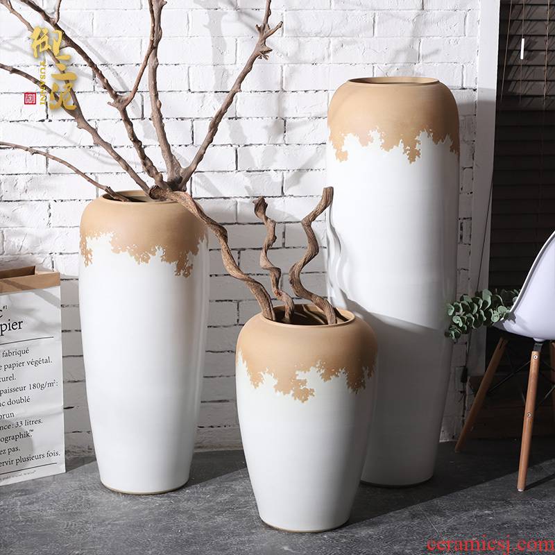 Jingdezhen ceramic large vases, flower arrangement sitting room place white I and contracted POTS manual landing window