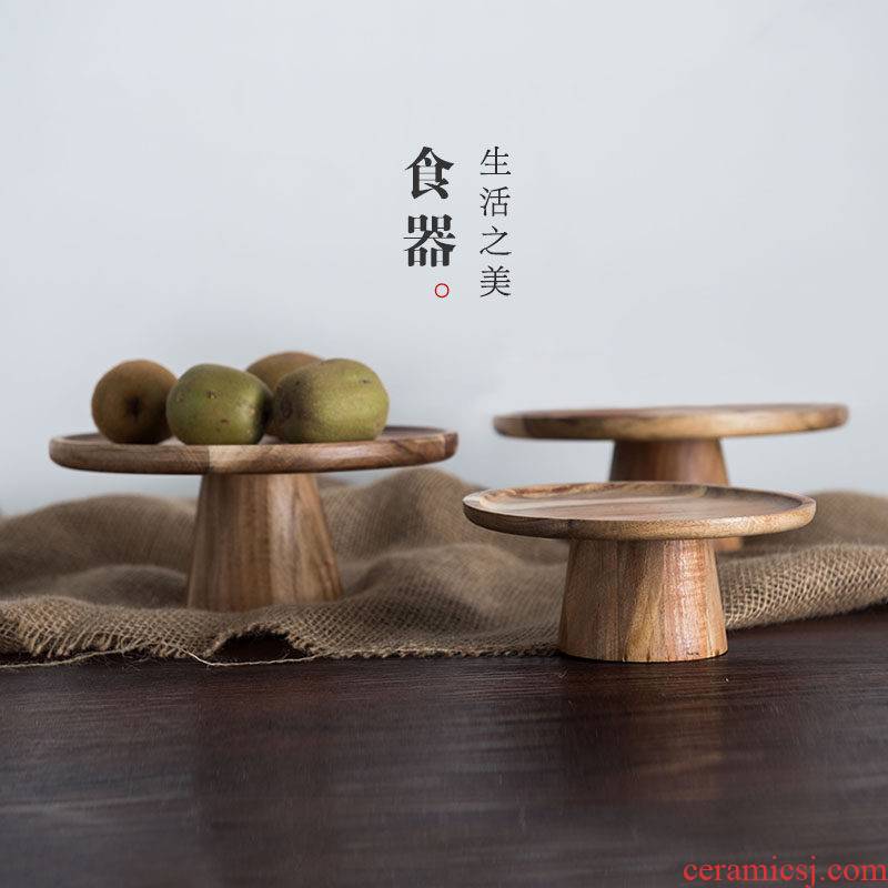 Porcelain soul retro high fruit wood plate of creative I sitting room Japanese sushi plate tray afternoon tea furnishing articles