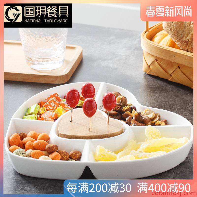 Ceramic bowl snack plate household creative Nordic candy dish of I sitting room frame dried fruit compote