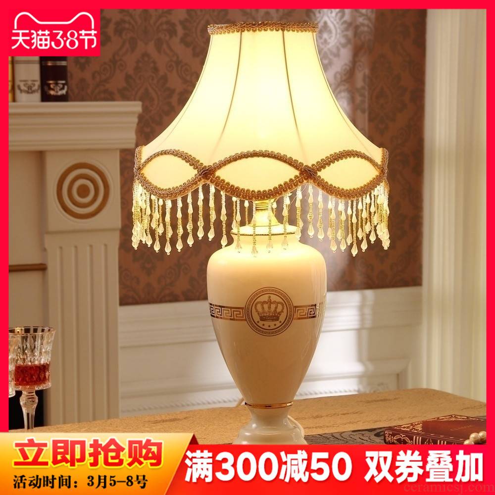The Crown European - style bedroom adornment lamp furnishing articles household soft outfit ceramics handicraft sitting room adornment bedside lamp