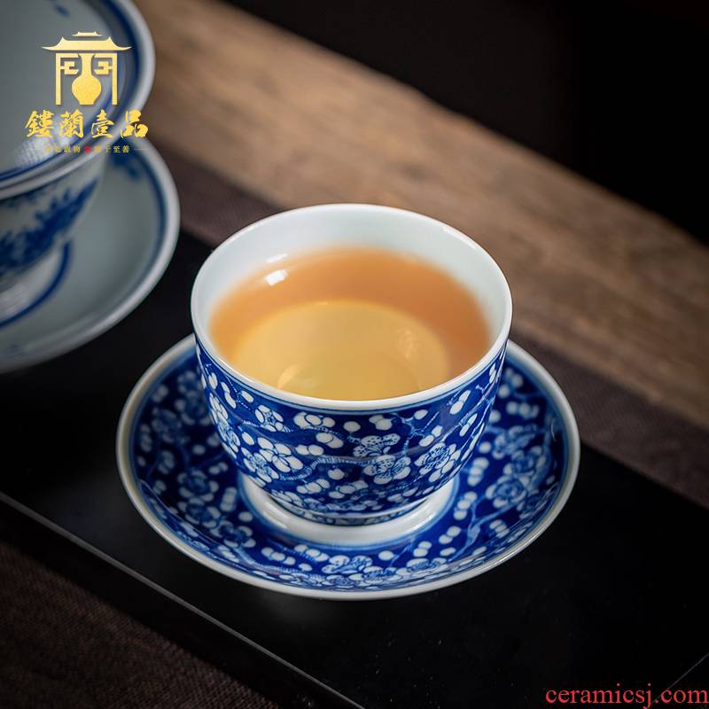 Jingdezhen blue and white may maintain ice tea set suits for all hand - made kung fu ceramic cups tea bowls