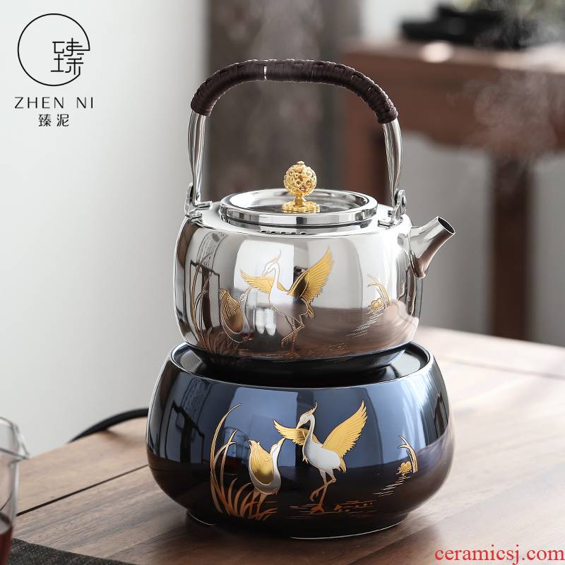 By mud TaoLu boiled tea machine stainless steel girder teapot home ceramic POTS iron pot of tea is special electric water heating furnace