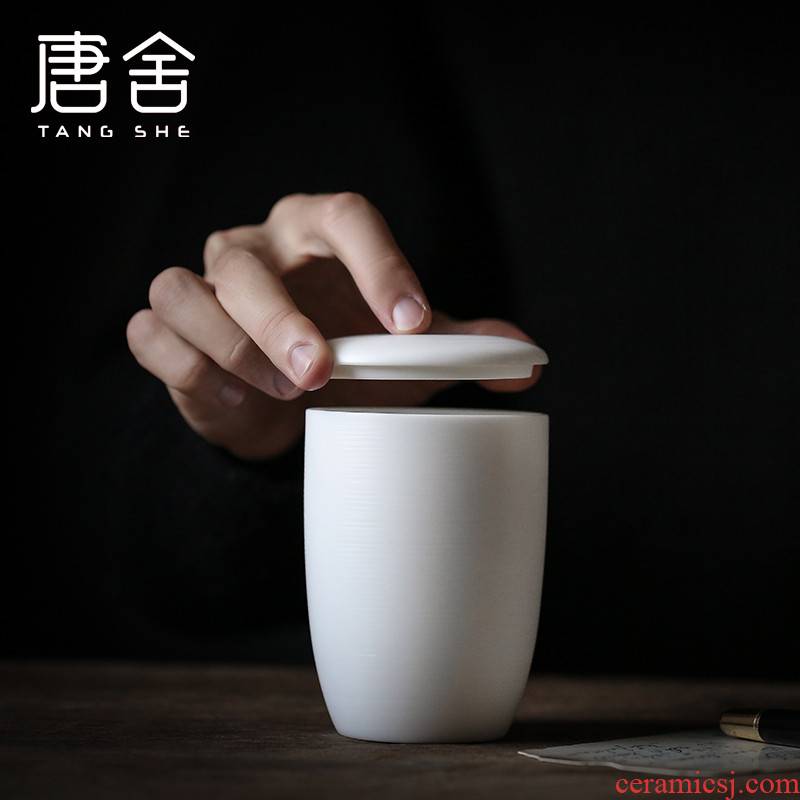 Don difference up suet jade white porcelain office ceramic tea cup water in a cup with cover men 's and women' s individual cup of the teacher 's day gifts
