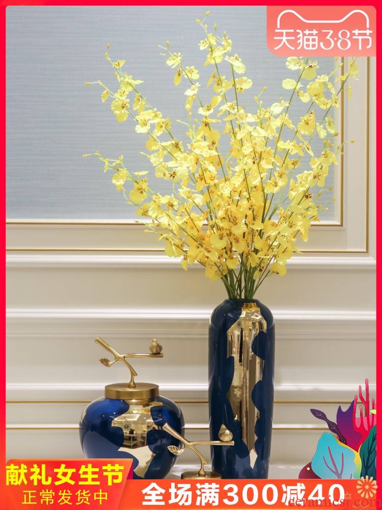 Light European - style key-2 luxury mesa vase furnishing articles American sitting room porch ark of new Chinese style decoration ceramic flower flower