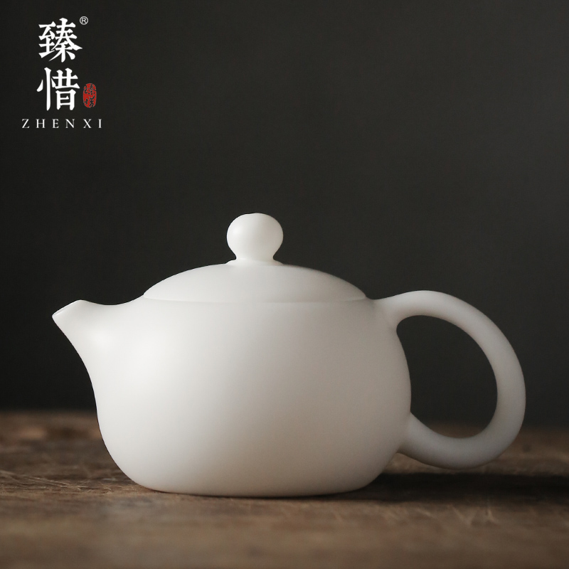 Become precious little dehua biscuit firing suet jade white porcelain teapot household kung fu tea teapot pure manual xi shi pot