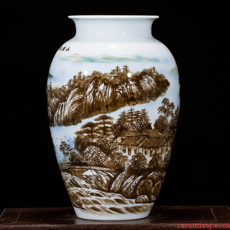 Jingdezhen ceramics hand - drawn pastel landscape painting vases, flower arranging furnishing articles sitting room porch of new Chinese style household act the role ofing is tasted