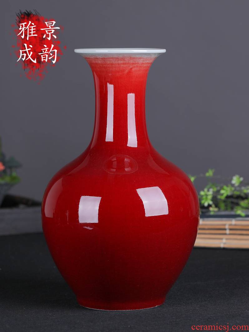 Jingdezhen ceramic vases, new classical Chinese style furnishing articles red decorations sitting room creative retro flower arrangement
