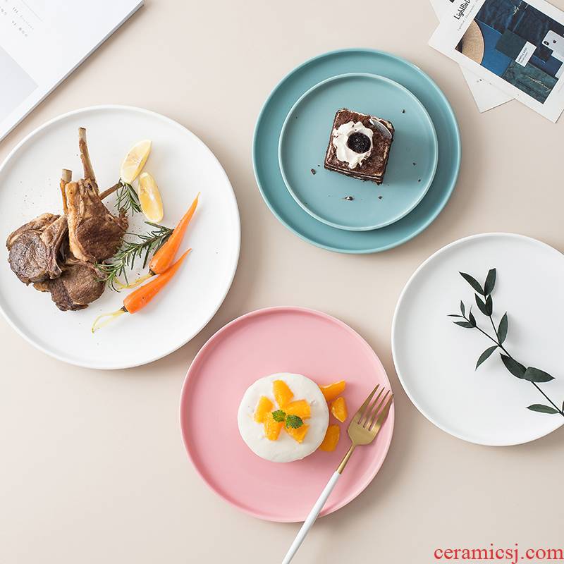 Creative plate net steak red Nordic ceramic plate plate plate household 0 simple breakfast tray