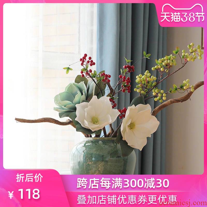 Modern American Mediterranean style ceramic vase simulation flower suit sitting room place indoor household decoration
