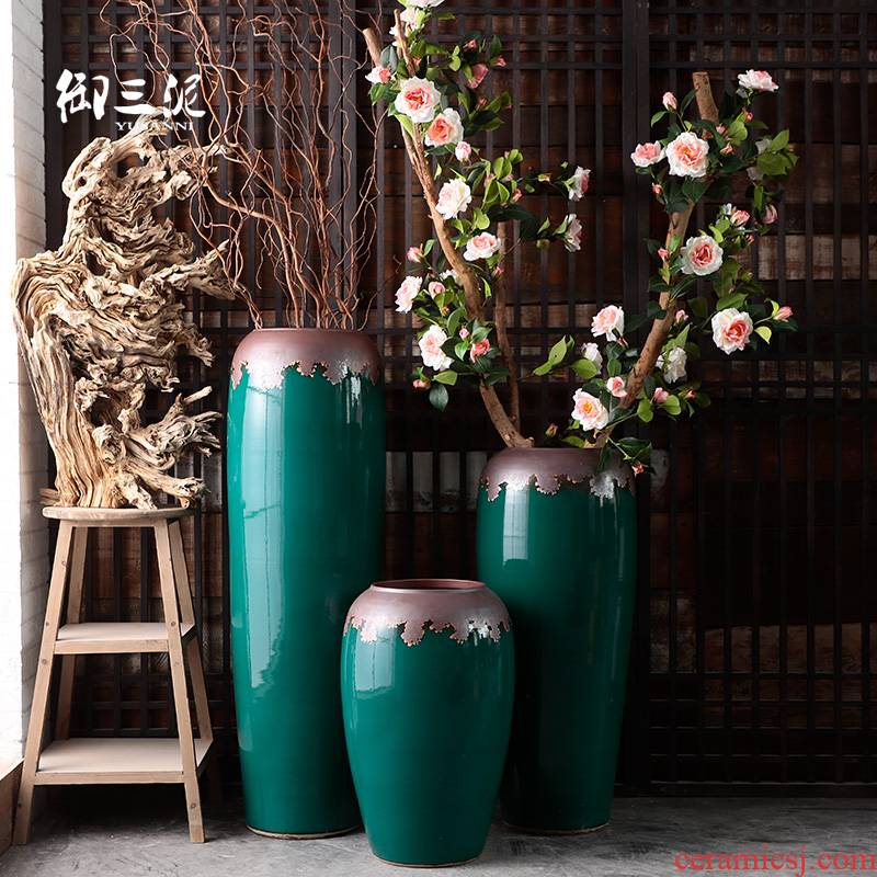 Furnishing articles decoration to the hotel villa living room dry flower POTS restoring ancient ways of jingdezhen ceramic vase light key-2 luxury ground flower arrangement