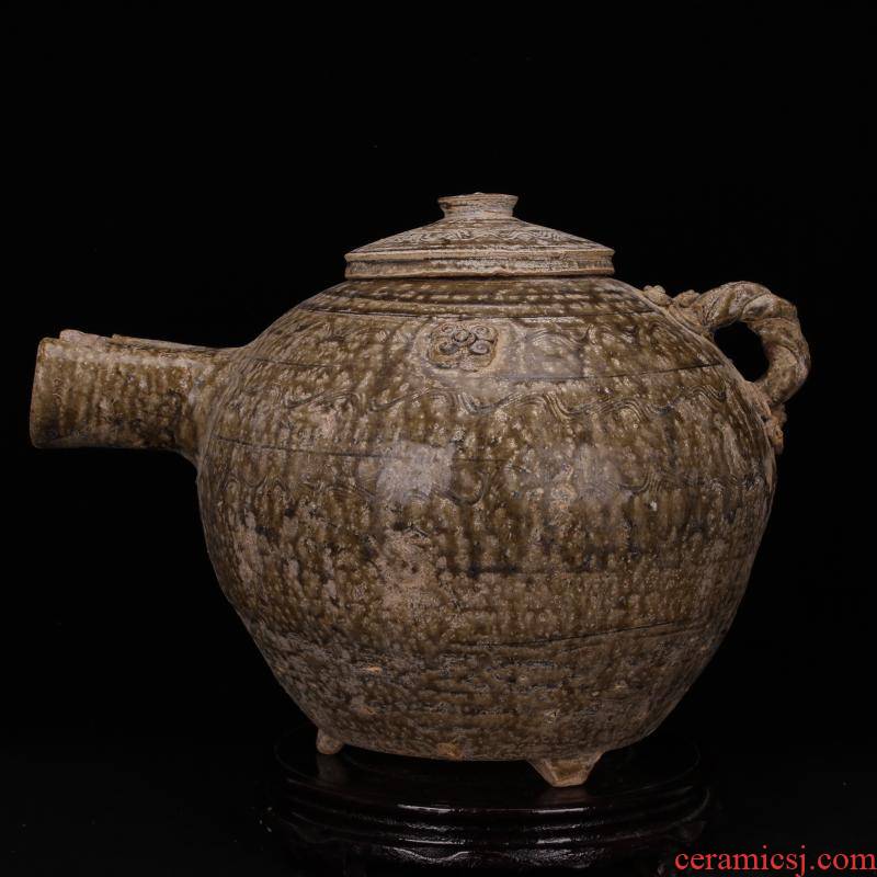 Jingdezhen checking primitive imitation of the warring states period, the up celadon three - legged pot unearthed cultural relics of the old goods antique imitation antique