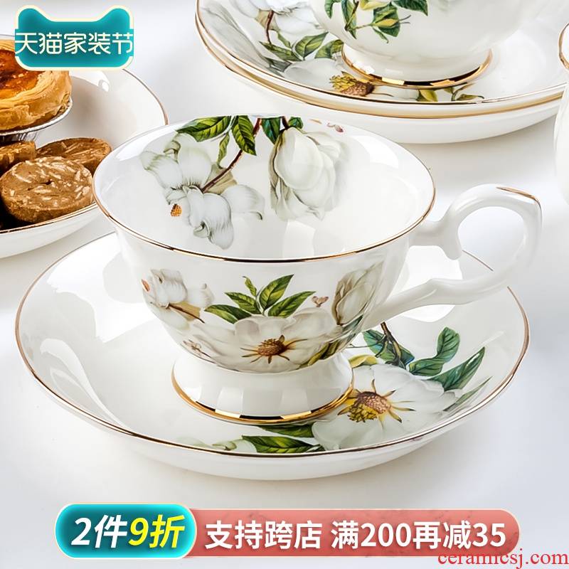 Coffee cup English elegant tea cups and saucers suit small European - style key-2 luxury afternoon ins wind ceramic household garland cup