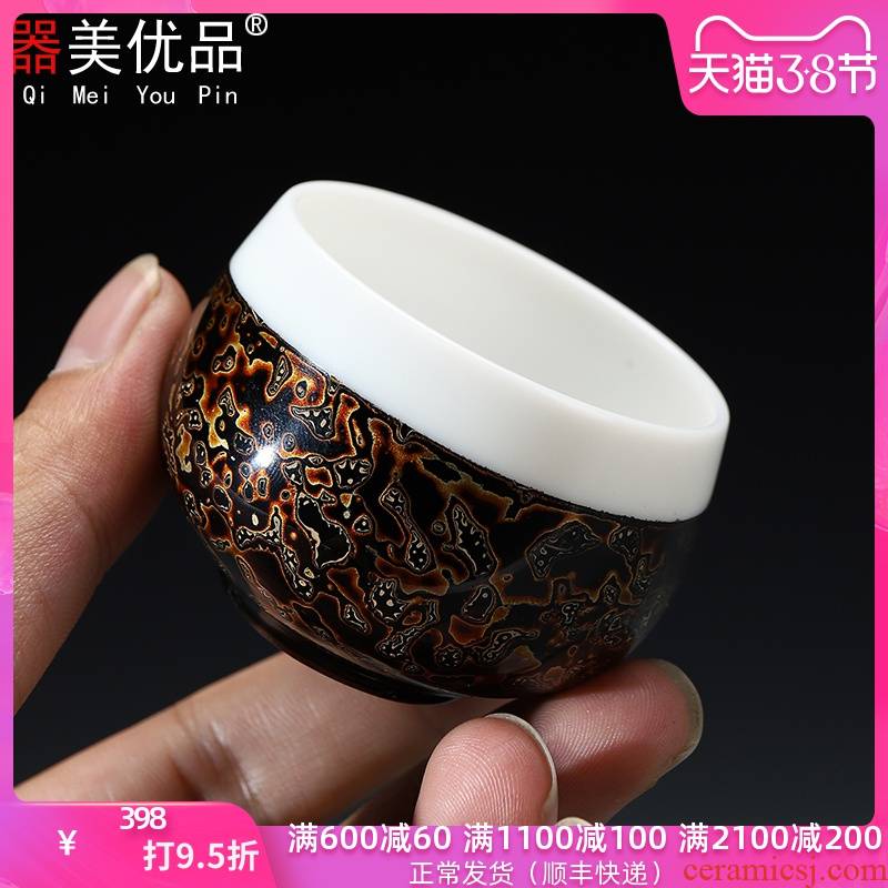 Implement the superior lacquer checking suet jade is on Chinese lacquer ceramic cups white porcelain kung fu master cup cup