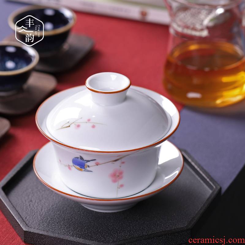 Three to 300 ml hand made white porcelain large tureen kung fu tea cups to heavy mercifully tea tureen tea bowl