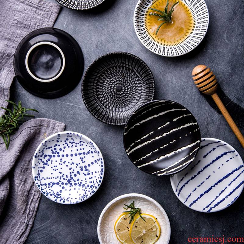 Inscription Japanese hand pad printing ceramic flavor dish home dessert plate flavour dish dish dish of sauce dish