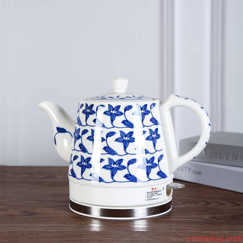 The View of song dynasty jingdezhen blue and white porcelain ceramic electric kettle Chinese environmental protection, the large capacity of household electricity kettle automatically